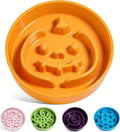 LE TAUCI Ceramic Puzzle Feeder Bowl Raised 1.5 Cup with Wood Stand for Small Medium Dog & Puppy, Fast Eating Food Dish,Pumpkin Orange