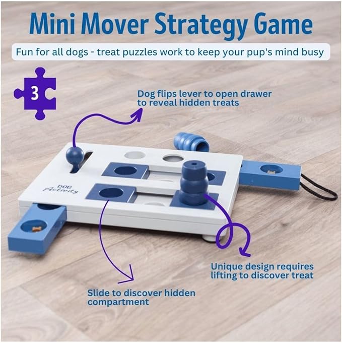 TRIXIE Mini Mover Dog Activity Interactive Toy, Level 3 Food Puzzle Game, Brain Teasing Treat Dispenser, IQ and Mental Development Toy for Smart Dogs, Enrichment Toy for Boredom Busting