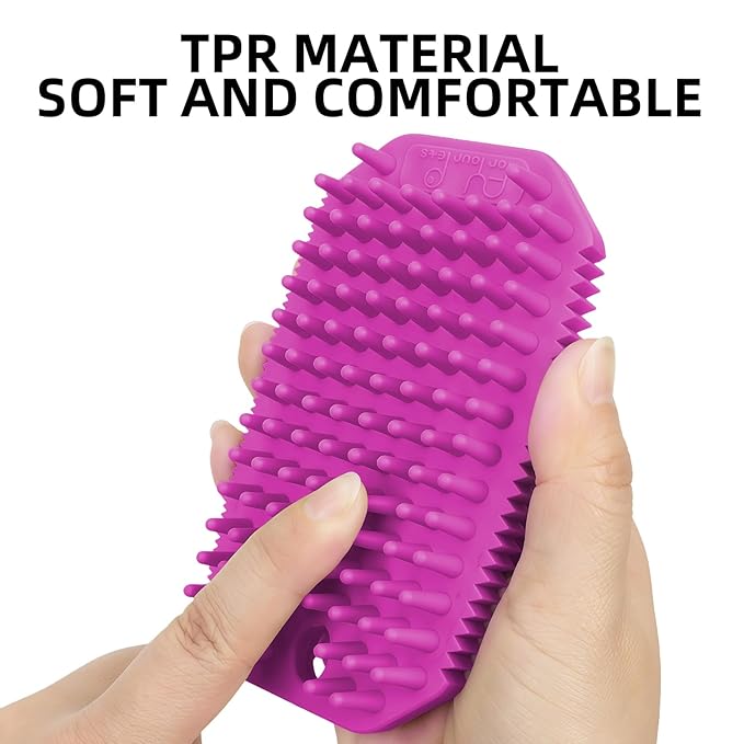 Rose Red 2-in-1 Double Sided Pet Bath Brush Dog Washing Brush Fine Pin Cat Deshedding Brush with Massage Pin Pet Grooming Tool for Dogs and Cats Remove Loose Hair Deep Cleansing