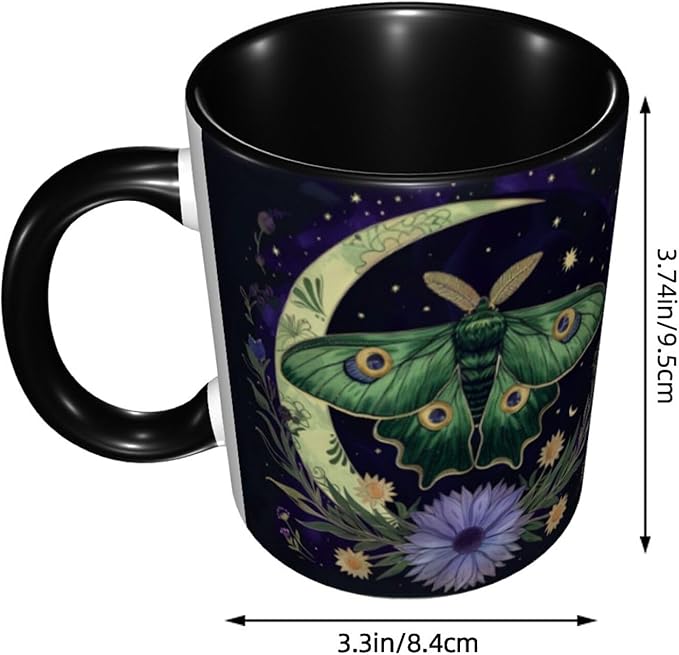 Moth Coffee Mug 11 OZ Ceramic Tea Cup Novelty Mugs Funny Coffee Cups with Handle