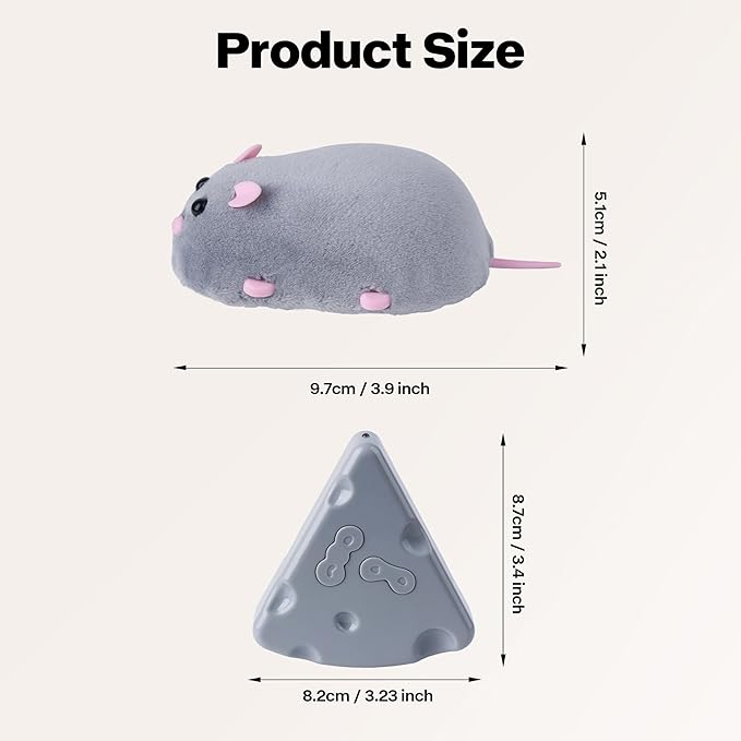 Pet Prime Interactive Cat Mouse Toy with Remote Control,Rechargeable Automatic Moving Mouse for Indoor Cats & Kitten,Exercise with Mental Stimulation
