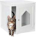 Litter Box Enclosure Cat Litter Box Furniture Hidden Litter Box Furniture Indoor Box Cabinet Cat House Side Table Nightstand (White)