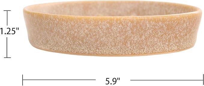 Ceramic Slow Feeder Bowls 6 Inch Shallow Whisker Friendly Food Bowls Grid Dishes - Pet Plates for Cat and Puppy, Dishwasher Safe (Khaki)