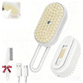 2025- New cat steam brush, 4-in-1 cat steam brush, for massaging and cleaning fallen pet hair, suitable for cats, dogs, rabbits and other pets (khaki + white) -2 pieces (white)