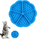 Silicone Cat Slow Feeder Bowl,Interactive Puzzle Toy with Grid Design, Prevents Overeating & Slows Eating, Easy-Clean Durable Dish (Blue)