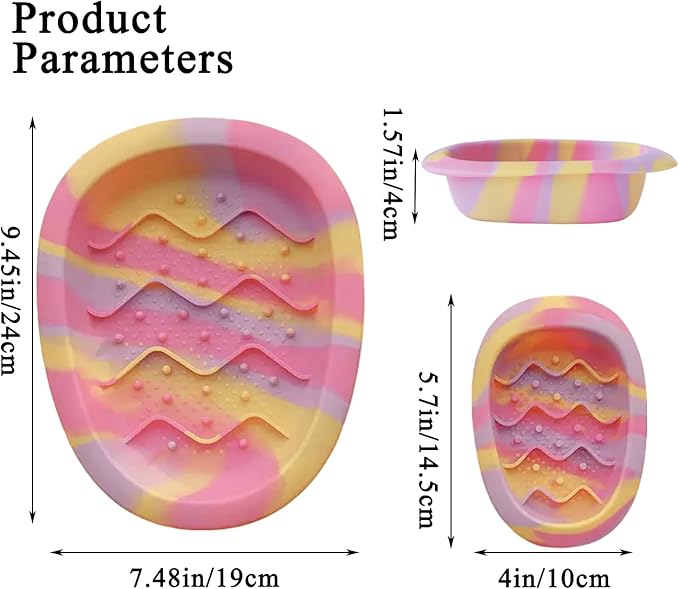 Colorful Slow Feeder Bowl for Large & Small Pets Silicone Easy to Clean Dog Food Bowl Slow Feed Dog & Cat Bowls for Interactive(Pink L)