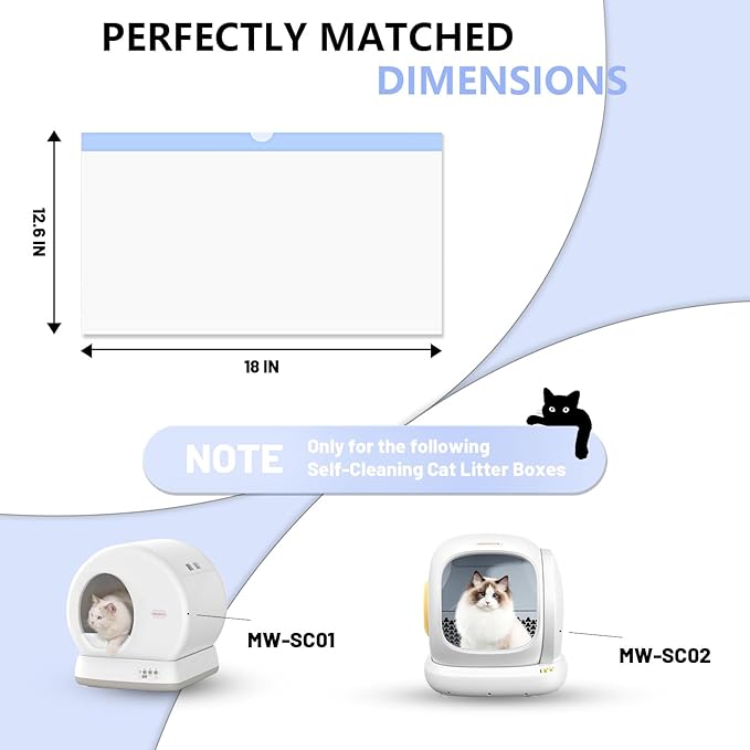 120 Count Self-Cleaning Cat Litter Box Liners Bag, Compatible with MeoWant-SCO1 and MeoWant-SCO2, Thick Heavy Duty Drawstring Replacement Cat Litter Box Liners-18"x 12.6"