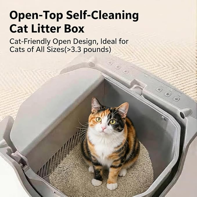 Early Bird Price NestPawly M07 Self-Cleaning Litter Box - Open-Top Automatic Cat Litter Box with Odor Control, Safety Features, and Easy Maintenance