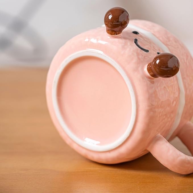 Adorable Cake Ceramic Coffee Mug, 400ml Cute funny Mug For Women, Cake Shaped Aesthetic Mugs Tea Cup with Lid Spoon for Birthday Valentines Day Home Office School