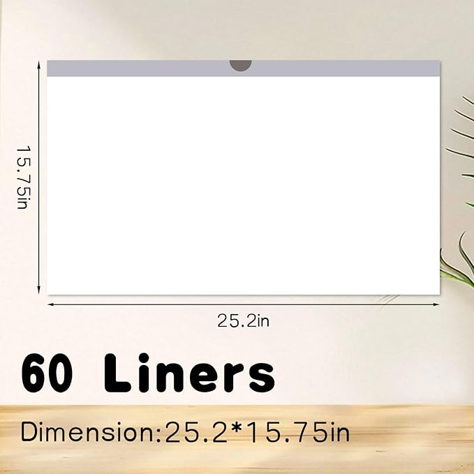 60 Pack Automatic Litter Box Liners, Compatible with Litter Robot 4 & 3 Self-Cleaning Litter Boxes, Drawstring Cat Litter Bags, Leak-Proof and Durable