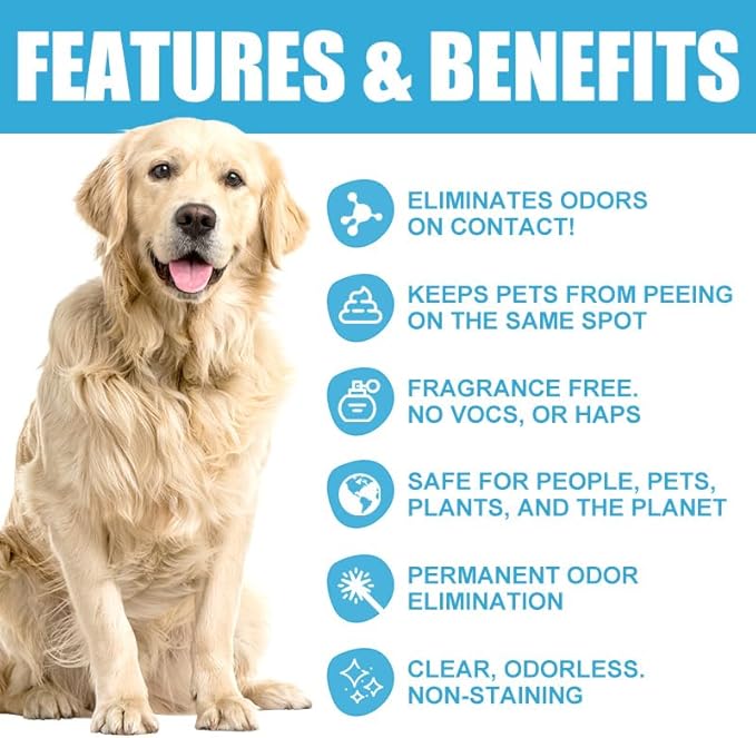 Pet Odor Eliminator Spray, Stain Remover Spray for Carpets, Floors, Furniture, Deodorizer for Dogs Cats Pets, Long-Lasting Natural Cotton Fresh Scent
