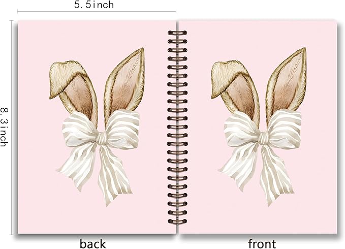 KDHTY Bunny Notebook Coquette Gifts for Bunny Lovers Journaling Notebooks,Cute Bunny Rabbit Spiral Hardcover Notebooks Cute Office Supplies for Women,Aesthetic Notebook College School Supplies for Girls,5.5 x 8.3