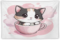 MaSiledy Kawaii Cat Tapestry's Wall Hanging Pink Smile Kitten Cat Face Meow Tapestry Aesthetic Landscape Tapestry Home Decoration for Bedroom Living Room Dorm 60"x90" Gift for Christmas