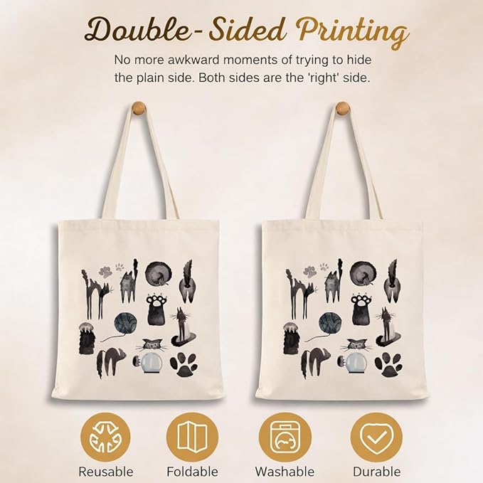 Cute Animal Tote Bag, Animal Lover Gift, Canvas Tote Bag for Women, Reusable Shopping Bags for Casual Shopping Work