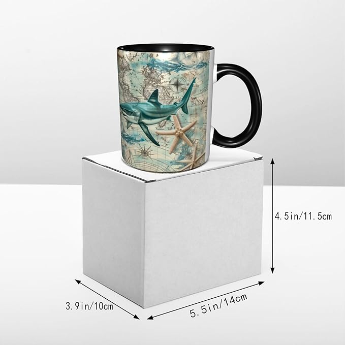 Shark Coffee Mug 11OZ Funny Ceramic Tea Cup Kitchen Decor Novelty Mugs for Home Office Travel