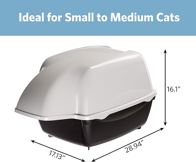 Ferplast Cosmic Outdoor Cat Litter Box - Waterproof Dog-Proof Cat Toilet with Tunnel Entry, High-Sided Base for Litter Containment, Easy-Clean Design, Durable Thermoplastic Resin in Black