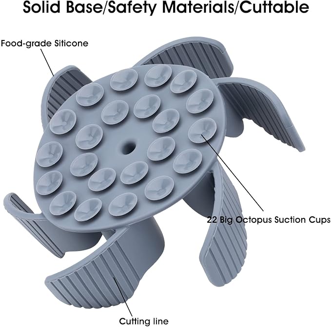 Slow Feeder Dog Bowls Insert [Octopus Suction Cups] Super Firm Slow Eating Dog Bowl [Cuttable] for Large Breed and Medium Size Dog Compatible with Regular and Elevated Dog Bowls (Flower)