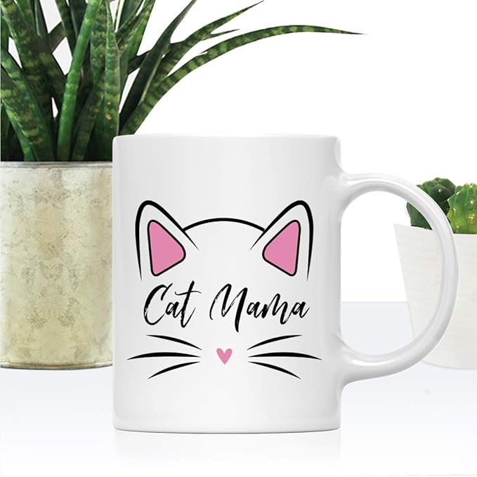 Andaz Press Funny Cat Lover 11oz. Ceramic Coffee Tea Mug, Cat Mama, 1-Pack, for Cat Mom, Birthday Christmas Ideas, Includes Box