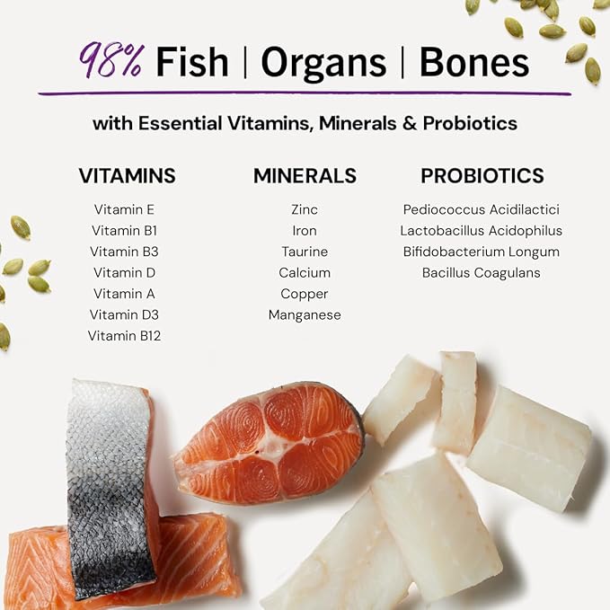 Stella & Chewy's Freeze-Dried Raw Cat Dinner Morsels - Premium Salmon & Cod Recipe with 98% Wild-Caught Fish & Organs - Natural Grain-Free Cat & Kitten Food - Made in USA - 18 oz