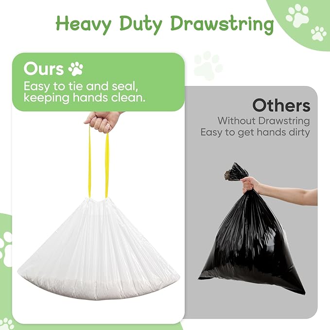 100 Count Cat Litter Box Liners for Self-Cleaning Cat Litter Box, Compatible with MeoWant MW-SC01/MW-SC02/MW-LR01 PETKIT PuraX PuraMax Drawstring Replaced Bags Waste Bags (5Pack/100 Counts）