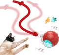 Interactive Cat Toys Ball for Indoor Cats, Automatic Fast Rolling Cats Toys to Keep Them Busy, Chirping & Motion Activated Moving Kitten Toy (Red)