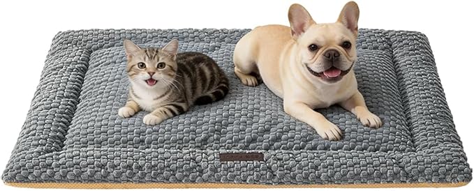 SOMAHE Plush Cat Kneading Bed Mat, Premium Plush Fabric Bed with Non-Slip Bottom, 3cm Thick All-Season Cushion for Cats Who Knead, Machine Washable Anti-Static Pet Bed, 27x20 Inch, Grey