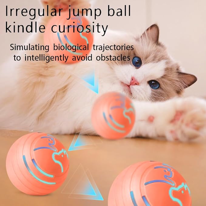 2Pcs Smart Dog Jumping Ball, Glowing and Bite-Resistant Vibrating DogBalls,Interactive Dog Toys,Suitable for Outdoor and Living Room Dog Toy,Puppy Essentials Made of TPU（Orange&Blue）