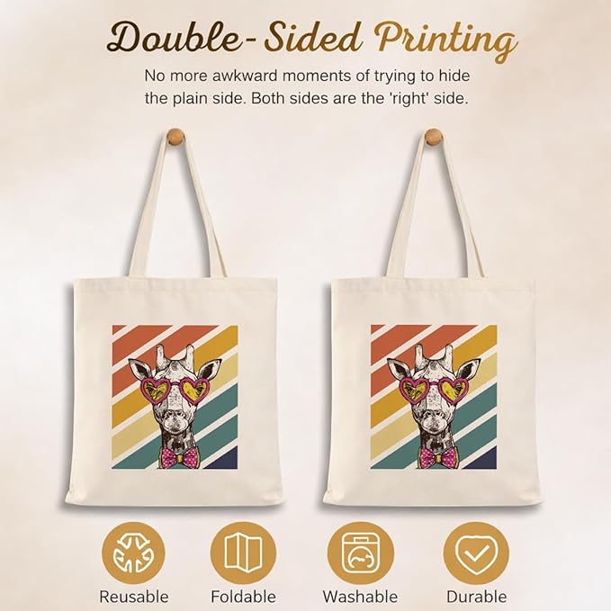 Cute Animal Tote Bag, Animal Lover Gift, Canvas Tote Bag for Women, Reusable Shopping Bags for Casual Shopping Work