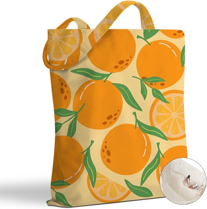 Hanamiya Na Tote Bag with Zipper Pockets, Tote Bag Reusable Shopping Grocery Bags Birthday Gifts for Women, Weekender Bags