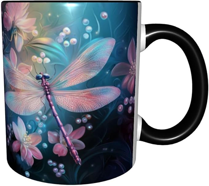 Dragonfly Coffee Mug 11oz Ceramic Tea Cup With Handle Funny Porcelain Mugs for Women Dishwasher Microwave Safe