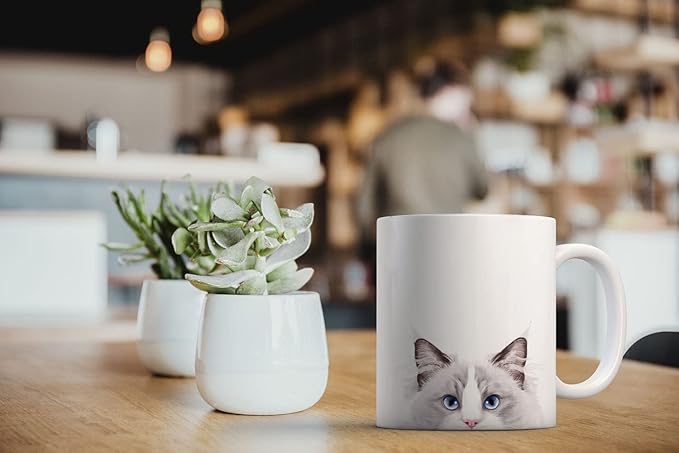 MUGBREW Lilac Ragdoll Cat Ceramic Coffee Mug Tea Cup, 11 OZ