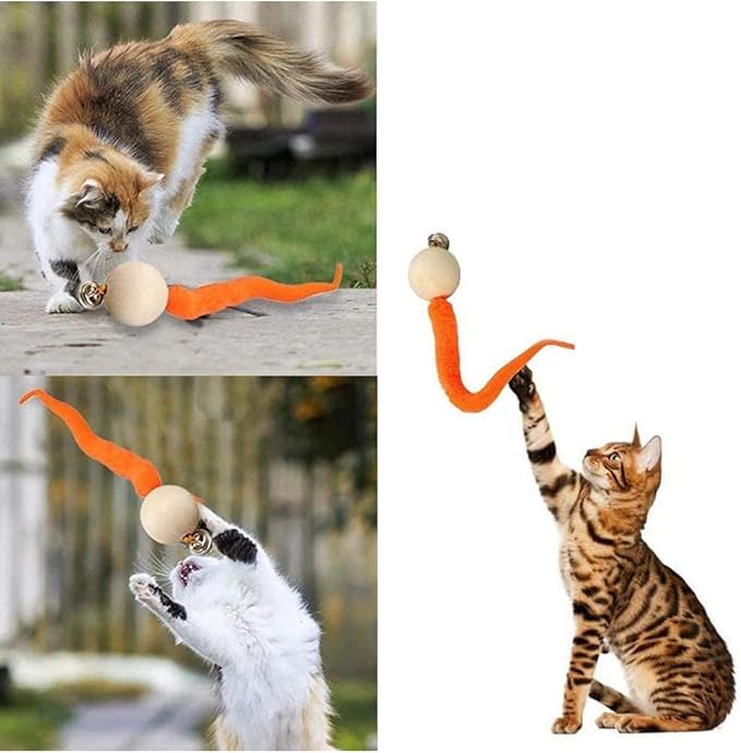 5 Pcs Interactive Cat Toy Ball,Speedy Cat Toys for Indoor Cats with Feather Tails for Chasing, Moving Stimulation Smart Cat Toy for Enrichment, Motion Activated Automatic Rolling Toys