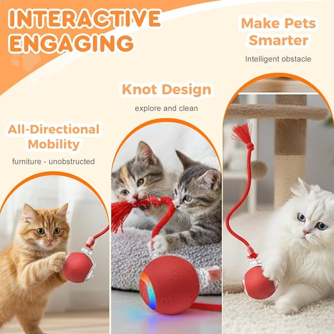 Interactive Cat Toys for Indoor Cats,Automatic Cat Ball Toy,Kitten Toy for Bored Indoor Adult Pets (Blue)