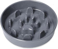 Dog Slow Feeder Bowl, Round Ceramic Pet Food Bowl for Medium Breed, Fun Raised Dog Bowls to Slow Down Eating (Grey)
