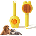 Flea Comb for Cats Dogs,Brush for Shedding Pet Hair Removal Comb Stainless Steel Massage Teeth,One-Click Hair Removal Yellow