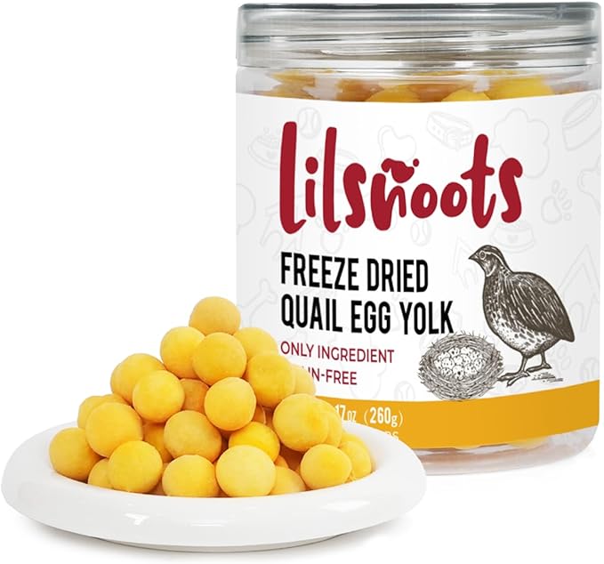 Freeze Dried Quail Egg Yolk Dog Treats 9.2oz Single Ingredient Pet Treats for Dogs, Cats, Healthy Freeze-Dried Pet Food Meal Topper Grain&Gluten&Rawhide Free No Additives Training Treats