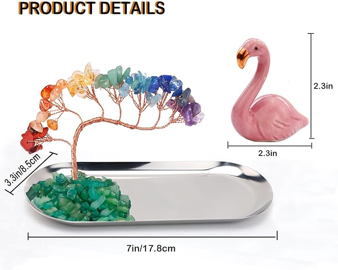 Carselage Flamingo Ring Holder for Jewelry, Blue Apatite Crystal Ring Dish Earring Organizer lion latch, Teen Girls Trendy Cute Stuff for Christmas Gift