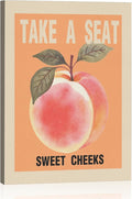 Take A Seat Sweet Cheeks Framed Canvas Wall Art, Lovely Peach Decor Wall Painting, Funny Abstract Fruits Poster Modern Decor for Home Living Room Bedroom Office, 11.4"x15"