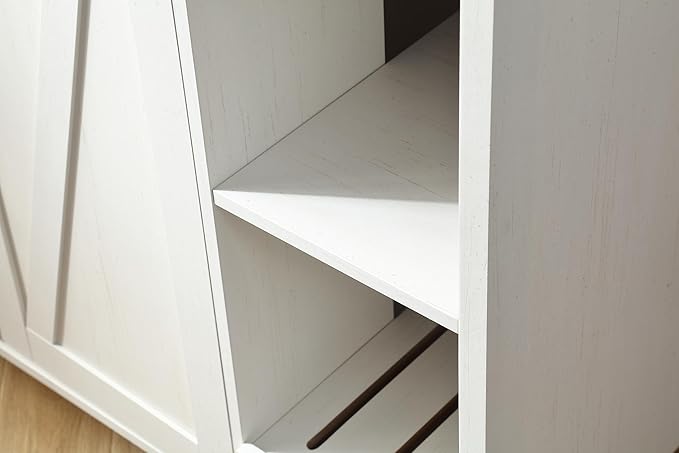 Large Cat Litter Enclosure with Litter Collector, Enclosure for self-Cleaning Litter Boxes,Adjustable Shelf for Dog Proof,Outlet,Locks Added for cat,Cat Washroom Cabinet,Antique White