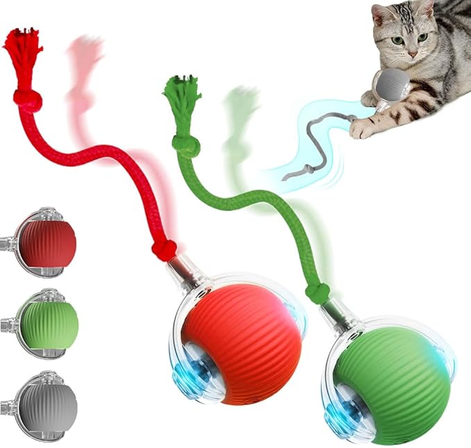 Yilia Interactive Cat Toys for Indoor Cats, 2026 Upgrade Kitten Toys to Relieve Boredom for Indoor Cats, mart Automatic Electric Balls Toys for Bored Cats Dogs (GN+RD)