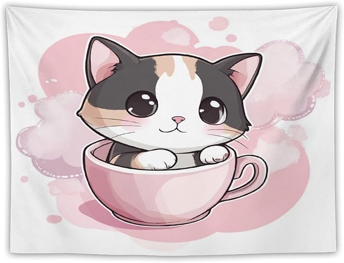 MaSiledy Tapestry Kawaii Cat Vintage Aesthetic Tapestry Wall Hanging Cute Cat Kitten Tapestries Wall Art for Bedroom Living Room Decor Home Decor Landscape 30"x40" Gift for Christmas