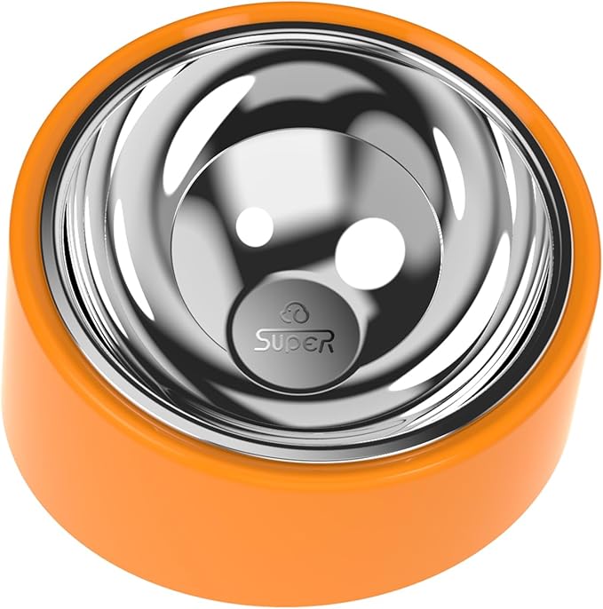 Slow Drinking Dog Water Bowl - Orange Pet Feeder (M Size) - Non-Spill Adult Cat/Dog Bowl, Durable & Easy to Clean for Daily Feeding