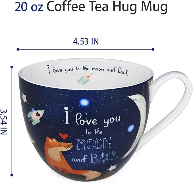 I Love You Coffee Mug, Premium 20 oz Bone China Coffee Tea Hug Mug, Perfect Christmas, Birthday, and Valentine's Day Gift for Lovers and Family Members, Designed in England by Harvest Green Studio