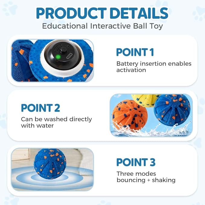 Smart Interactive Dog Balls - 2026 Upgraded Motion Activated Automatic Rolling Ball Toys for Small/Medium/Large Dogs Balls for Boredom to Keep Them Busy (Orange)
