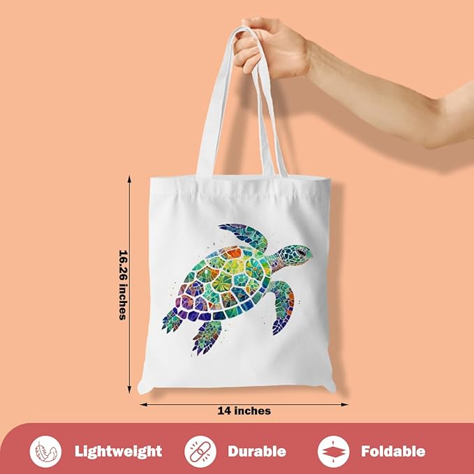 Turtle Gifts Shark Gifts Tote Bag, Hedgehog Horse Gifts for Women Girls, Animals Reusable Grocery Bag Shopping Bag