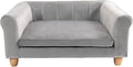 CRITTER SITTERS 33” Faux Suede Ped Bed in Grey, Durable Washable Sofa Couch for Small & Medium Cats & Dogs, Must Have Accessory for Yorkies, Shih Tzus & Frenchies, Kitten & Puppy Essential Furniture