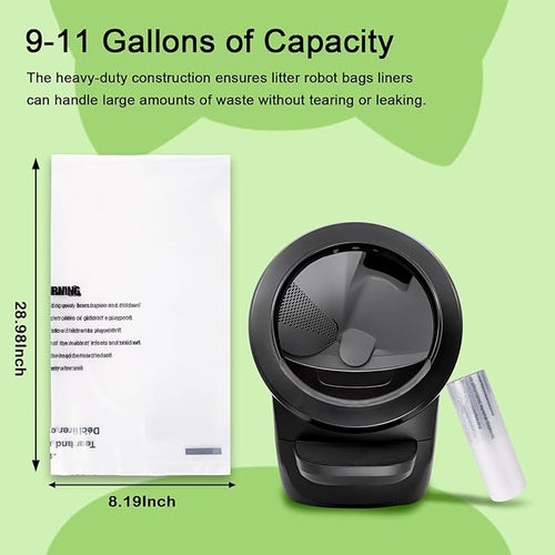 50 Pack Compatible with Litter Robot 4 & 3, Waste Bags for Self Cleaning Litter Box, Automatic Litter Box Liners Bags, 9-11 Gallon Capacity