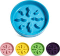 LE TAUCI PET Ceramic Slow Feeder Dog Bowls Small Breed, 0.5 Cups Dog Food Dish for Fast Eaters, Puzzle Bowl for Small Dogs and Cats, 5.5 Inch-Blue