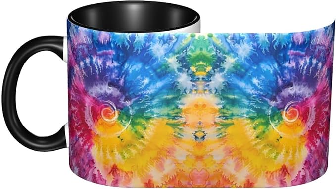 Tie Dye Coffee Mug Funny Ceramic Tea Cup With Handle Dishwasher Microwave Safe for Women 11oz Porcelain Mugs