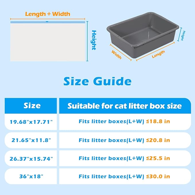 Cat Litter Bags 120 Count, 21.65"X11.8",Self-Cleaning Cat Litter Box Liners Bags Waste Bags for Pet Poop,Thick Heavy Duty Drawstring Replacement Cat Litter Liners,Tear-Resistant